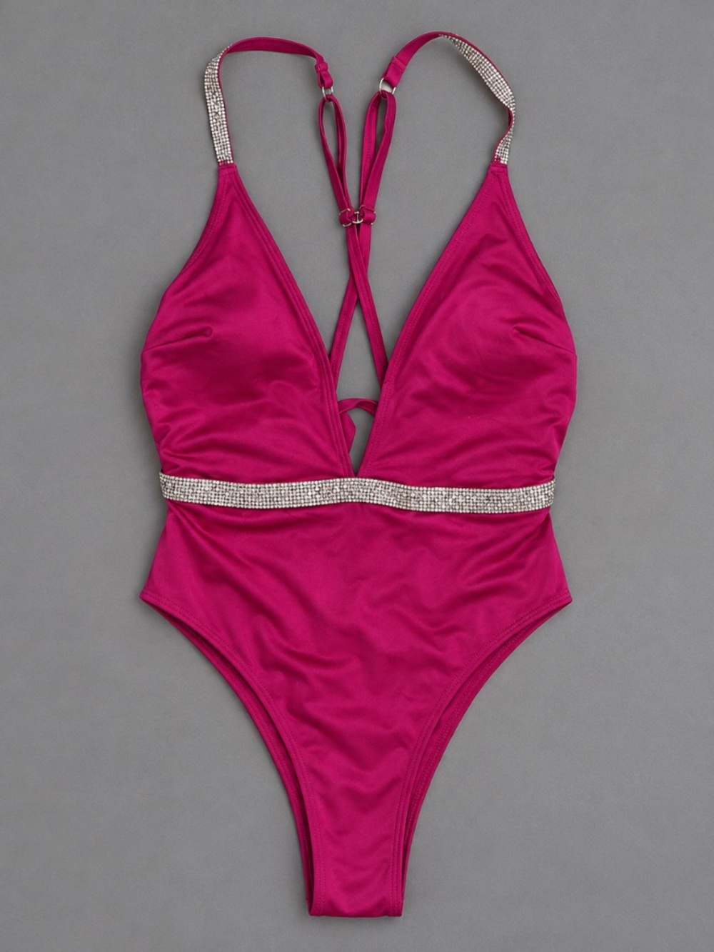 Victoria’s Secret Fuchsia Rhinestone One Piece Swimsuit – Size M NWT